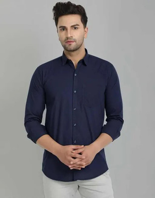 ISUEL FAB Men Solid Casual Blue Shirt