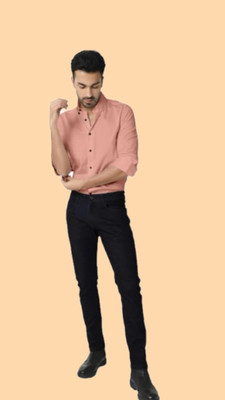 isuelfeb Men Solid Casual Pink Shirt