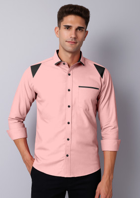 HENDRIX FASHION Men Solid Casual Pink Shirt