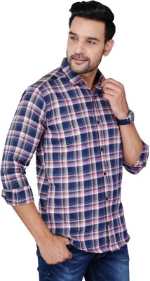 Neepy Men Checkered Casual Blue, Pink Shirt