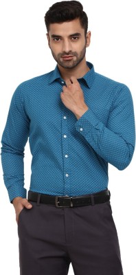 V-MART Men Printed Formal White, Blue Shirt