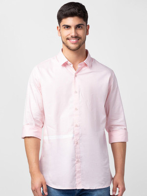 Spykar Men Solid Casual Pink Shirt
