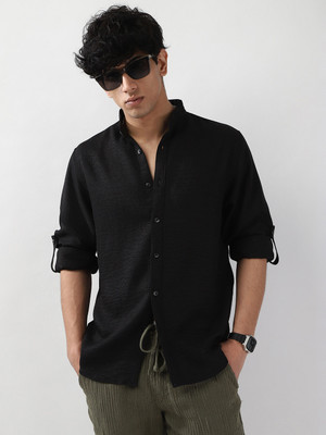 Urbano Fashion Men Solid Casual Black Shirt