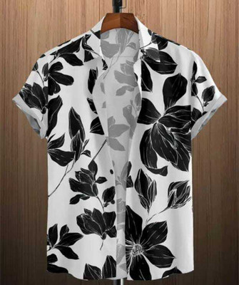DHAMELIYA ENTERPRISE Men Floral Print Casual White, Black Shirt