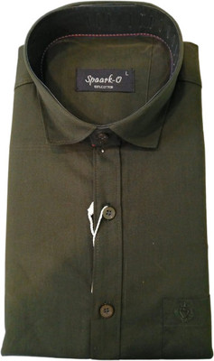 Spaark Men Solid Formal Dark Green Shirt