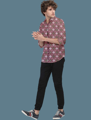 Stellalifestyle Men Printed Casual Maroon, Green Shirt