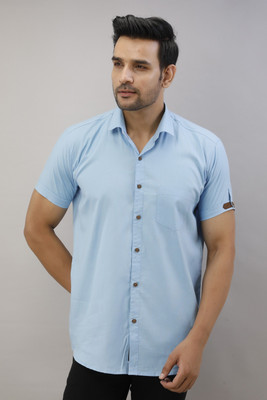 Lee Cross Men Color Block Casual Light Blue Shirt