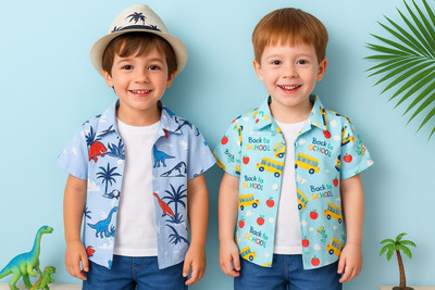 SVHFashion Boys Printed Casual Multicolor Shirt(Pack of 2)