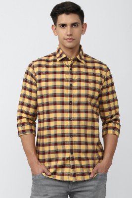 VAN HEUSEN Men Checkered Casual Yellow, Maroon, Black Shirt