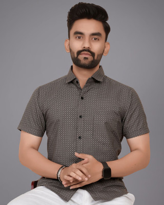 METRONAUT Men Printed Casual Grey Shirt