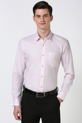 PETER ENGLAND Men Self Design Formal Pink Shirt