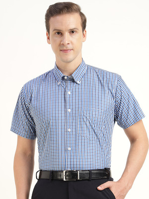 Hancock Men Checkered Formal Blue Shirt