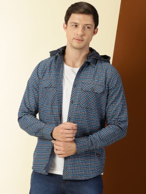 THOMAS SCOTT Men Checkered Casual Black, Light Blue, White Shirt