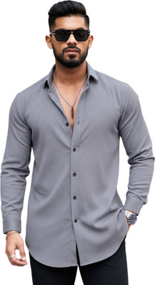 IKON FASHION Men Solid Casual Grey Shirt