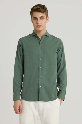 Snitch Men Self Design Casual Green Shirt