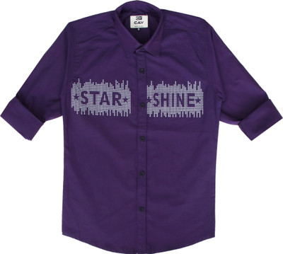 Cay Boys Printed Casual Purple Shirt