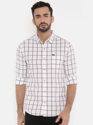 The Indian Garage Co. Men Checkered Casual White Shirt