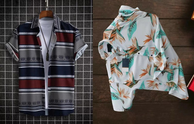 Solbiza Men Printed Casual Multicolor Shirt(Pack of 2)