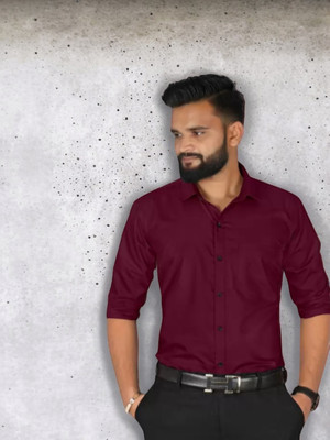 HENDRIX FASHION Men Solid Casual Maroon Shirt
