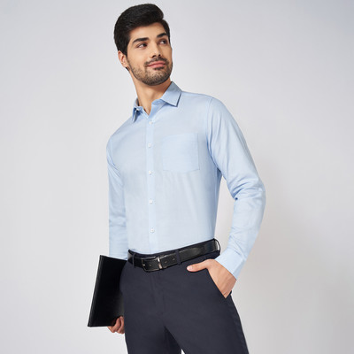 Peregrine by Pantaloons Men Solid Formal Light Blue Shirt