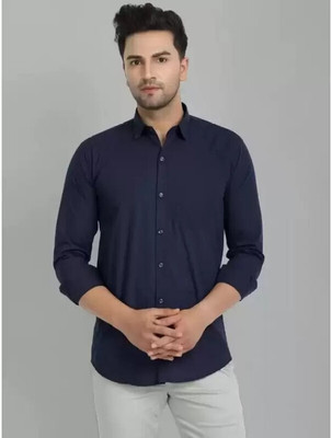 CHEAPSHIRTS Men Solid Casual Dark Blue Shirt