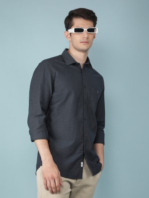 CRIMSOUNE CLUB Men Solid Casual Black Shirt