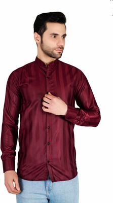 BOUGHT FIRST Men Self Design Casual Maroon Shirt