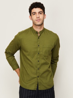 CODE by Lifestyle Men Solid Formal Green Shirt