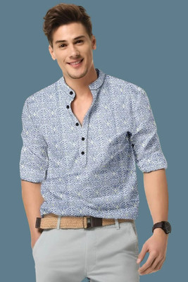 Vilantra Fashion Men Printed Casual Blue Shirt