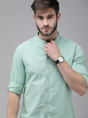 Roadster Men Washed Casual Light Green Shirt
