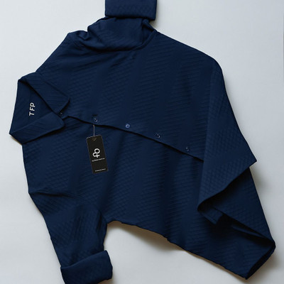 The Fashion Prime Men Self Design Casual Blue Shirt