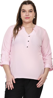 MASSIDESIGN Casual Solid Women Pink Top