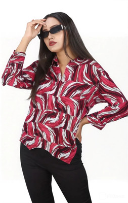 G-KA Women Printed Casual Red, White Shirt