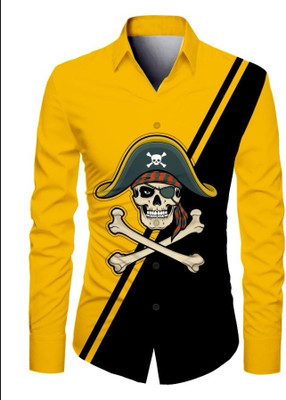 VMENTERPRISE Men Printed Casual Yellow Shirt