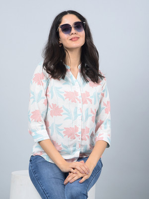 CRIMSOUNE CLUB Women Floral Print Casual Pink Shirt