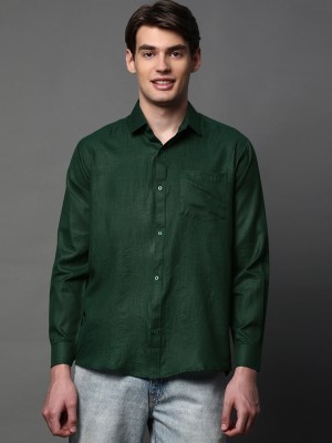 brown brothers Men Solid Formal Green Shirt