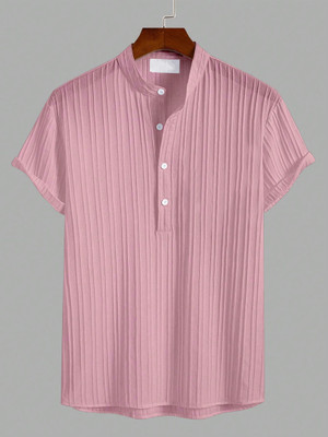 METRONAUT Men Self Design Casual Pink Shirt