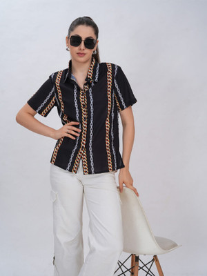 clobug Women Printed Casual Black Shirt