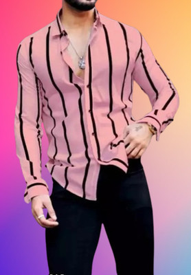 Divybhav Men Graphic Print Casual Pink Shirt