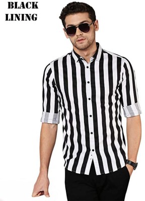 Niyaa Creation Men Striped Casual Black, White Shirt