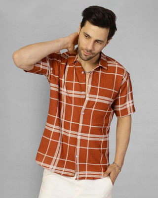 Moda Rapido Men Checkered Casual Red Shirt