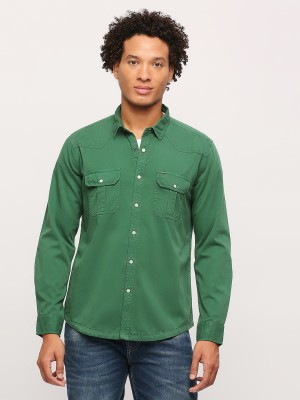 Pepe Jeans Men Solid Casual Green Shirt