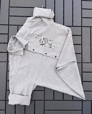 ABIZZSTORE Men Printed Casual Grey Shirt