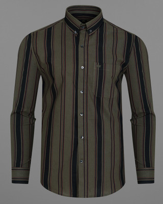 french crown Men Striped Casual Brown Shirt