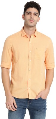 TURTLE Men Solid Casual Orange Shirt