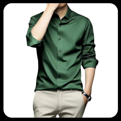 SATADHAR ENTERPRISE Men Solid Casual Green Shirt