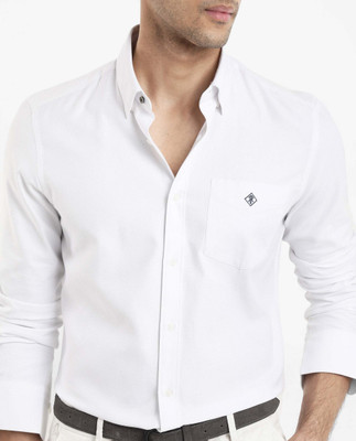RARE RABBIT Men Solid Formal White Shirt