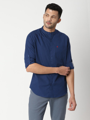 THOMAS SCOTT Men Solid Casual Blue Shirt