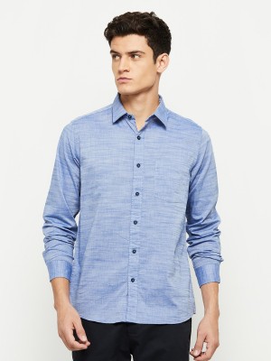 MAX Men Solid Casual Blue Shirt