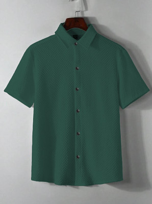 Marmic Fab Men Solid Casual Dark Green Shirt
